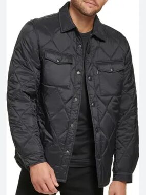GAP Men's Quilted Shirt Jacket - Black